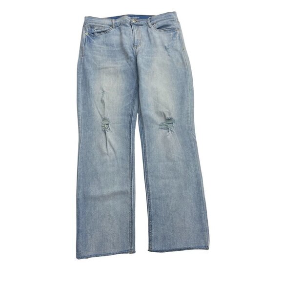 Old Navy Denim - Old Navy The Perfect Straight Ankle Distressed Raw Hem Women's size 8 Blue Jeans